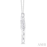 1/20 ctw Cross Charm Round Cut Diamond Emotion Pendant With Cable Chain in Sterling Silver